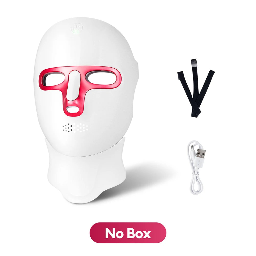 Wireless 7 Colors LED Face Neck Mask Rechargeable Photon Therapy Mask Red Light Skin Tightening Lifting Facial Beauty Device Home SPA Facial Care Machine