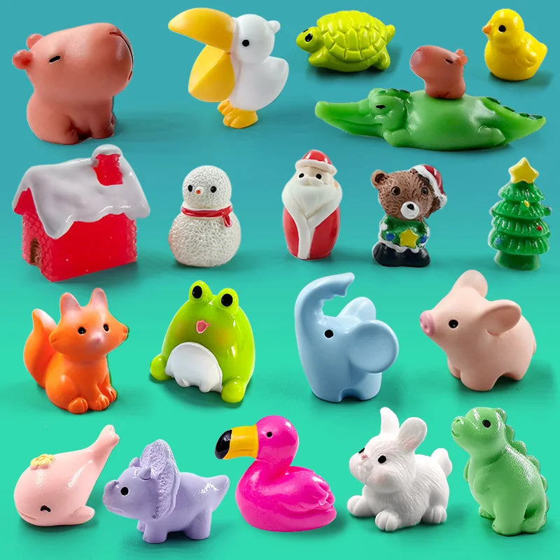 Christmas Easter Rabbit Pig Bear Sheep Frog Capybara Fox Cat Fish Bird Figurine Miniature Fairy Garden Decoration Accessories