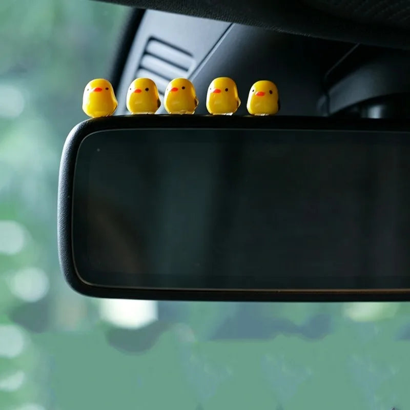 5Pcs Cute Mini Ducks Car Interior Decoration Auto Rearview Mirror Dashboard Ornaments For Woman Man Gift Car Accessories
