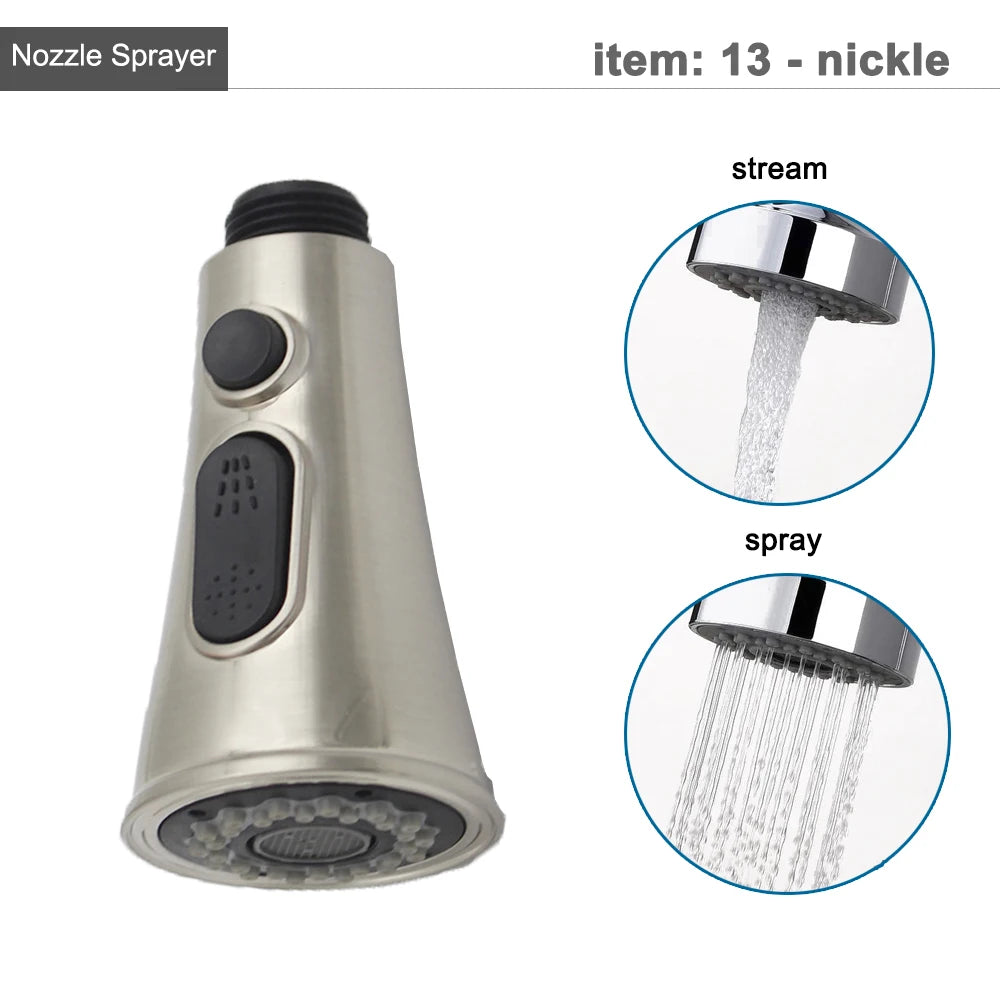 Kitchen Faucet Head Replacement Parts ABS Gold Black Nickle Chrome Tap Pull-out Shower Sprayer Nozzle Faucet Spouts Accessory