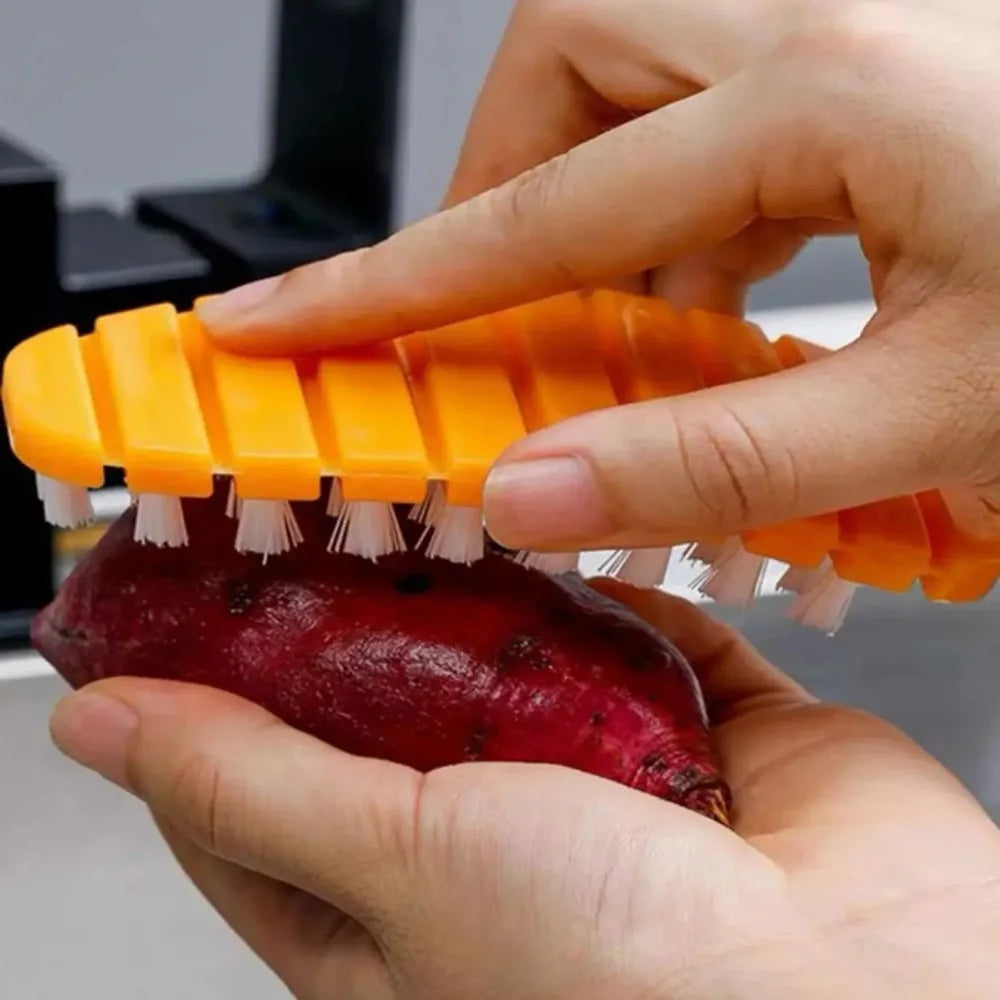 Flexible Vegetable Cleaning Brush, 2-in-1 Scrubber for Potato Carrot Apple, Dishwasher Safe Kitchen Brush for Fruits Vegetables
