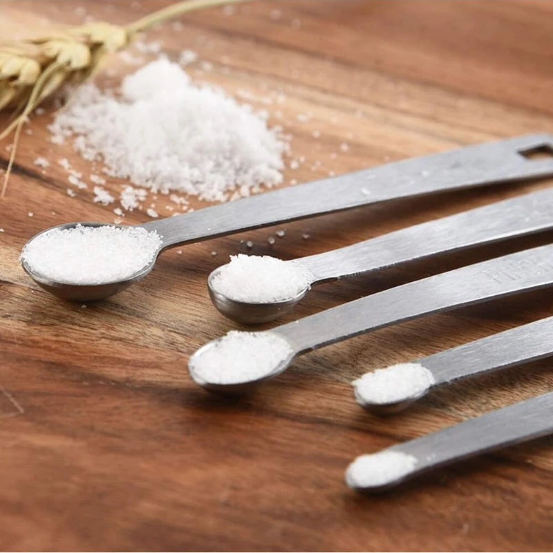 5pcs/Set Mini Measuring Spoon Baking Tools Stainless Steel Kitchen Seasoning Spoon Multiple Size Spoon Tea Seasoning Coffee Tool