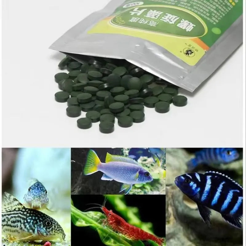 100/200/300/500pcs High Purity Spirulina Tablets Spiral Seaweed Enrichment Favorite Pets Food Fish Crystal Red Shrimp Fish Food