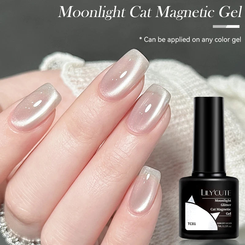 LILYCUTE 7ml 9D Cat Magnetic Gel Nail Polish Iridescent Magnet Semi