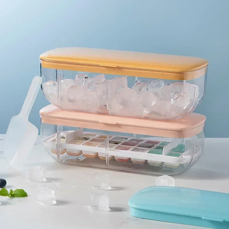 Pressing The Ice Cube Mold Food Grade Ice Making Mold Refrigerator Storage Ice Maker Ice Cube Box Ice Grid