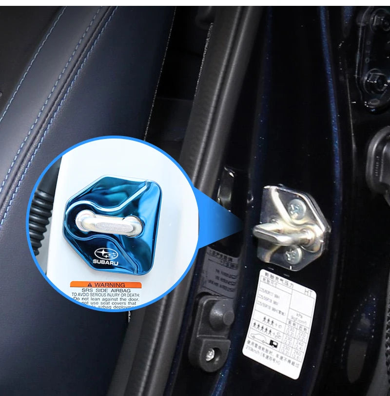 4Pcs Stainless Steel Car Logo Door Lock Protection Cover For Subaru Crosstrek Forester Outback Impreza BRZ WRX Ascent REX Levorg