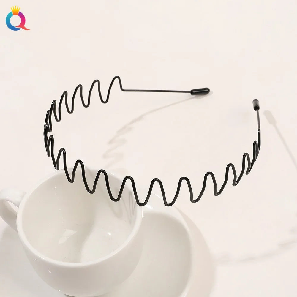 Fashion Metal Hair Band for Men Women Unisex Black Wavy Hair Head Hoop Band Sports Headband Hairband Hair Accessories Gifts