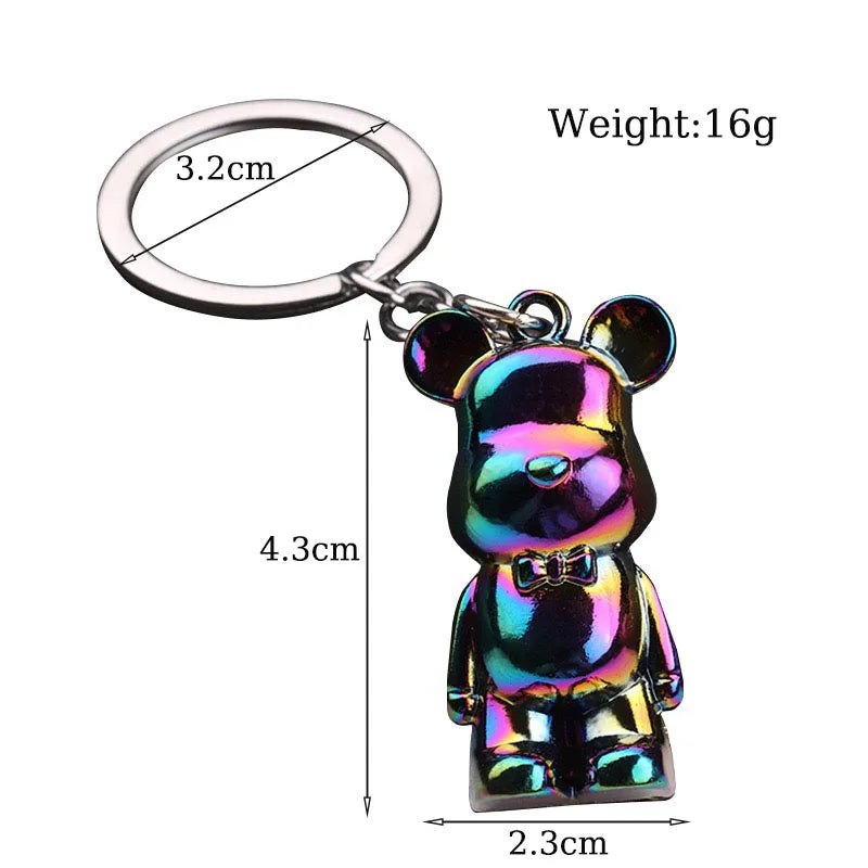 Cute Bear Pendant Keychain Unisex Protable Schoolbag Car Key Hanging Accessories Holiday Party Couple Best Friend Gift Keyholder
