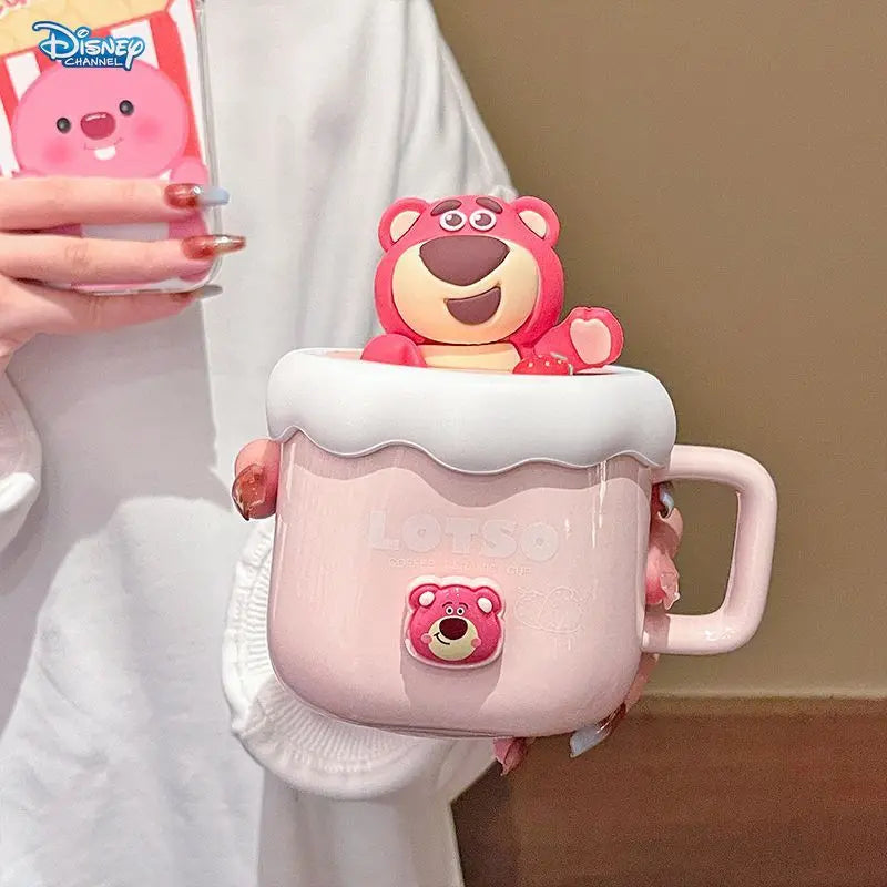 Disney cute Winnie the Pooh Mug Ceramic Mug Gift Strawberry Bear Couple Mug Office Coffee Drinking Girl Birthday Gift Gift