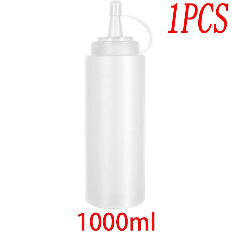 Large Squeeze Condiment Bottles with Nozzles Ketchup BBQ Sauces Olive Oil Bottle Dispenser Squeeze Sauce Bottle Kitchen Gadget