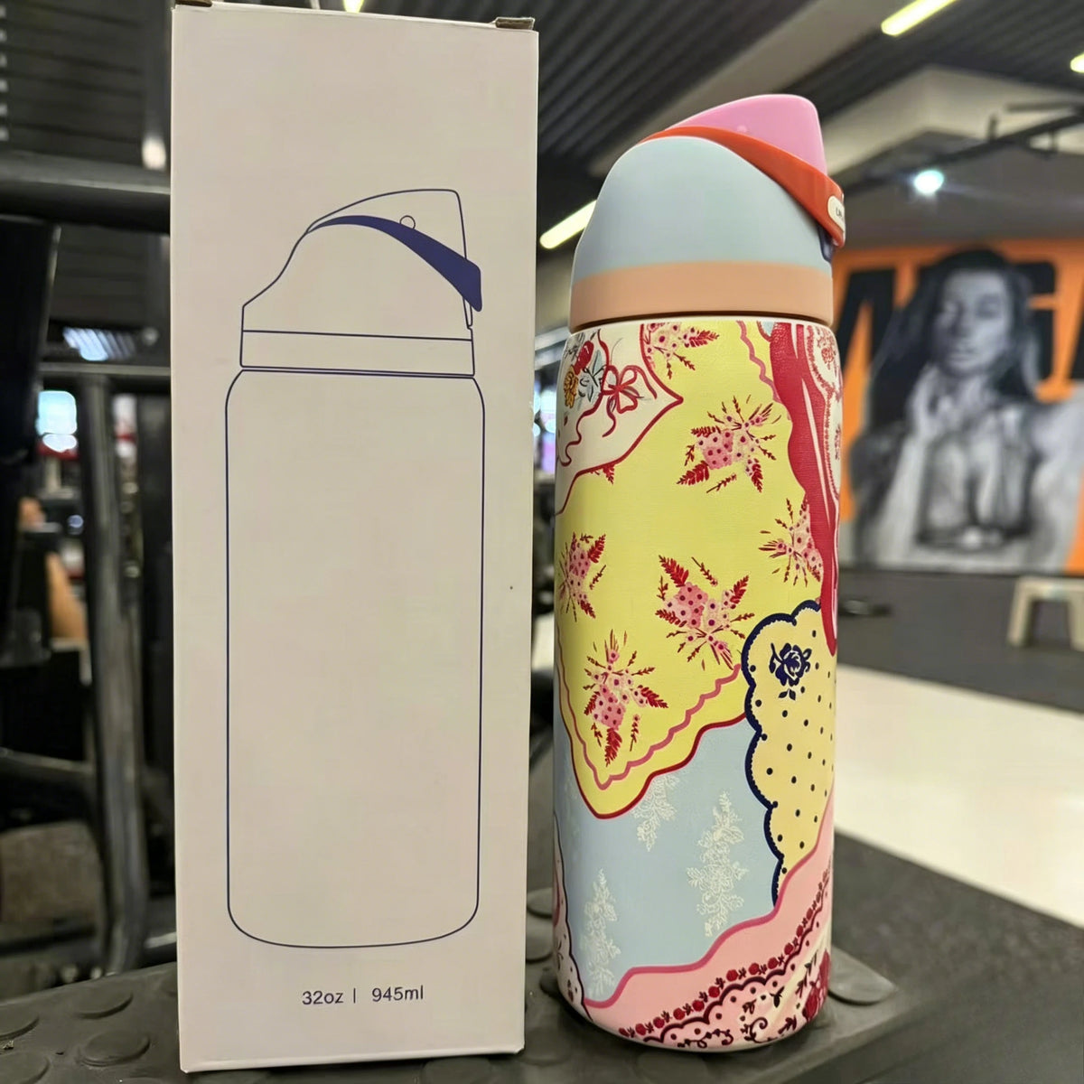 Fitness Insulated Flask Thermos Cup Stainless Steel Straw Drinking Water Bottle One-touch Open Vacuum Mug for Football Sport Use
