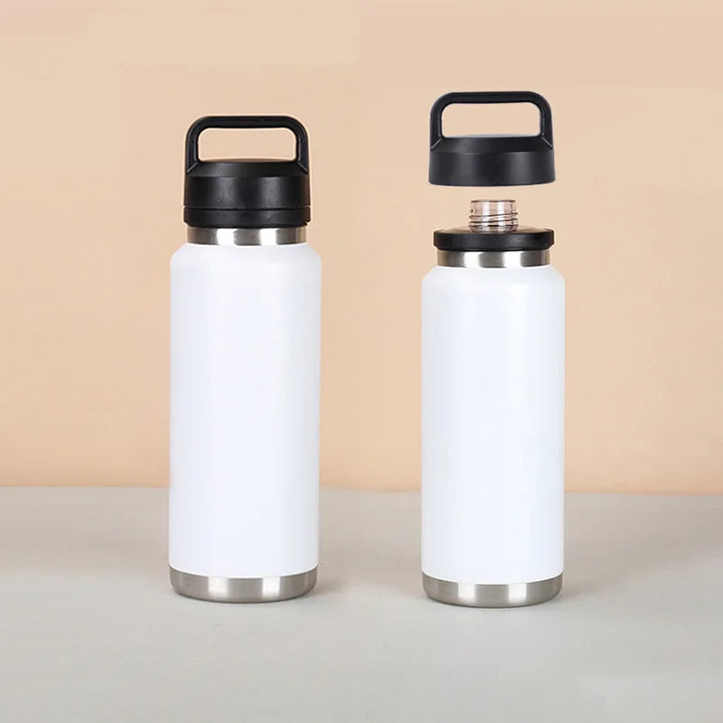 18/26/36oz 304 Stainless Steel Vacuum Flask, Large Capacity Insulated Water Bottle with Handle Lid 1pcs