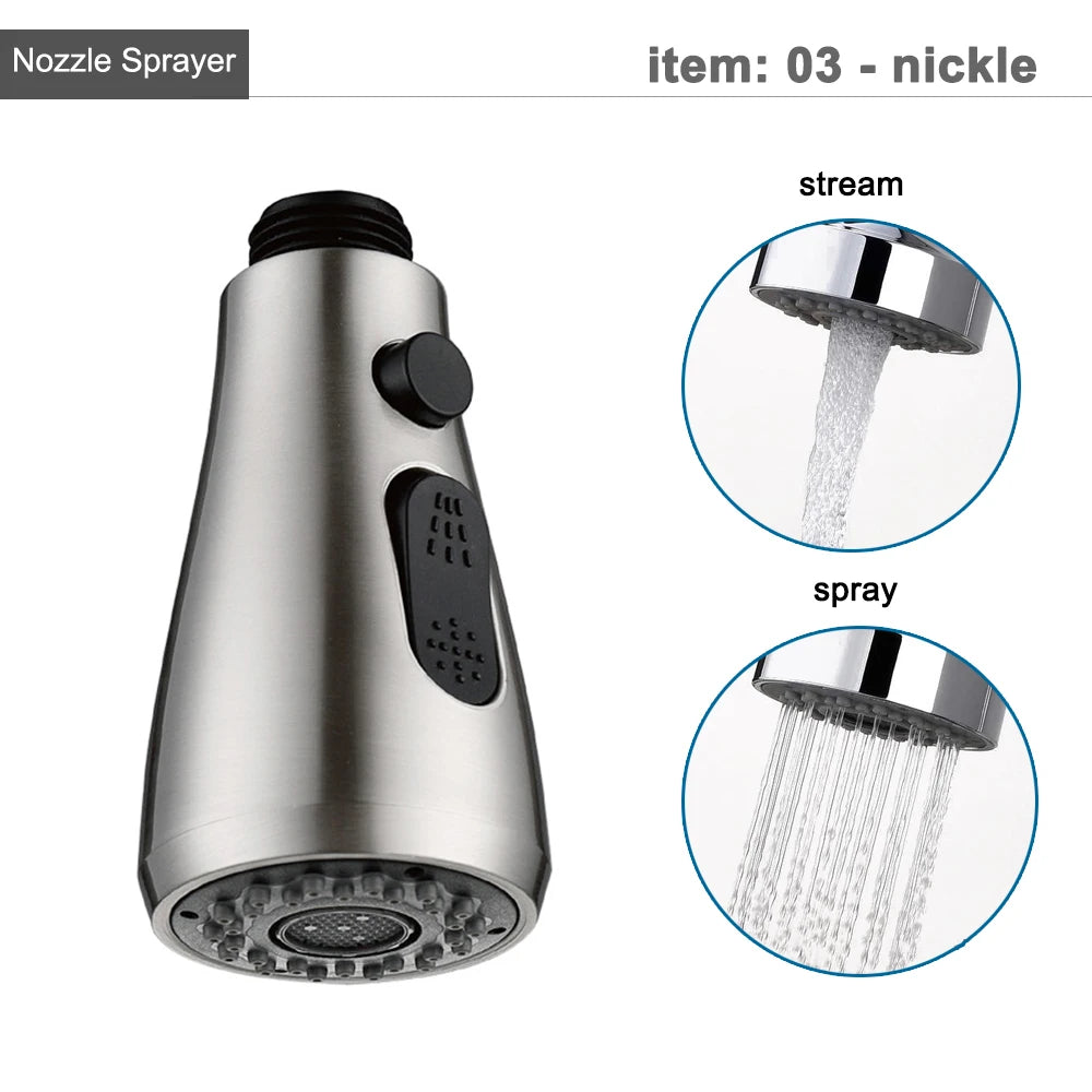 Kitchen Faucet Head Replacement Parts ABS Gold Black Nickle Chrome Tap Pull-out Shower Sprayer Nozzle Faucet Spouts Accessory
