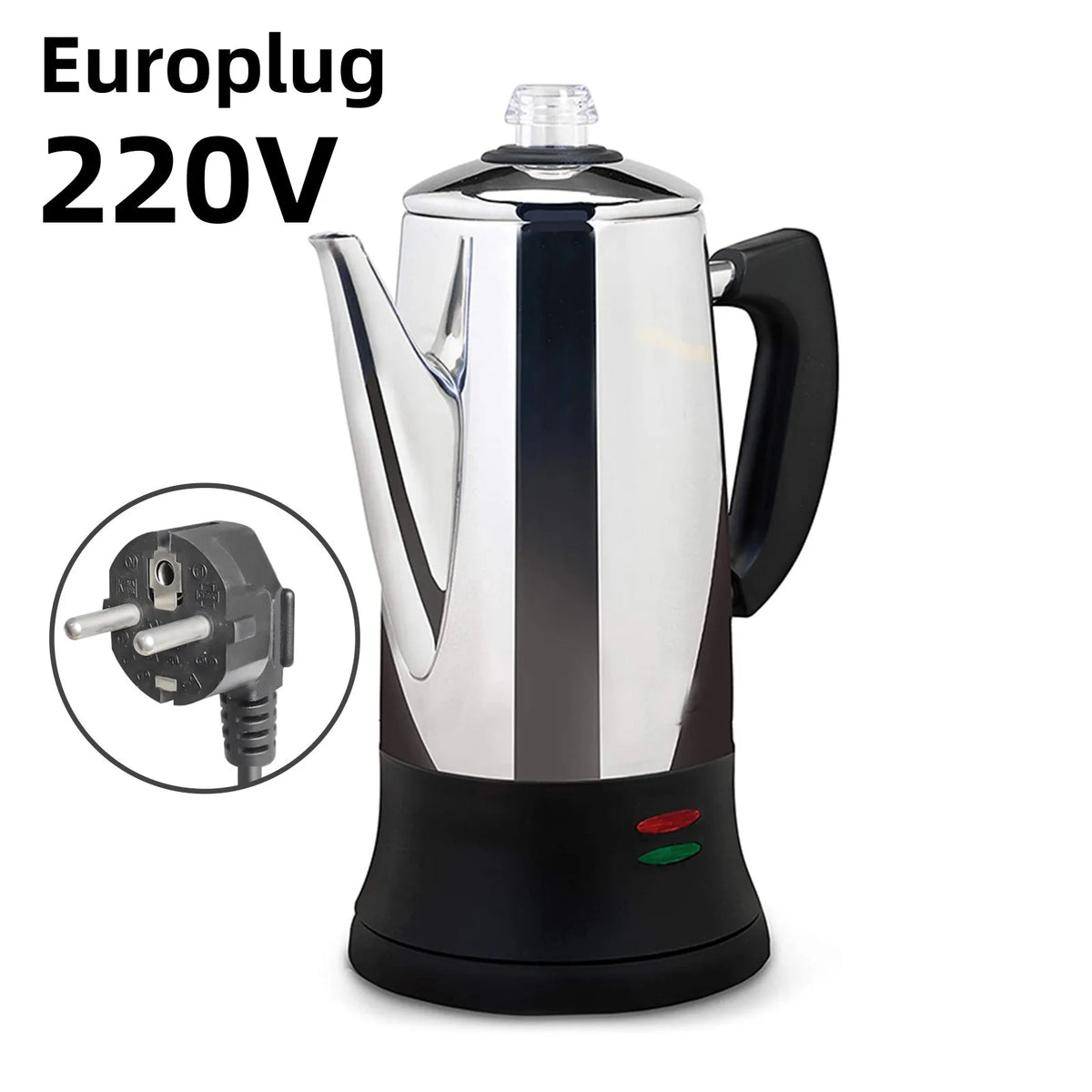 Electric Coffee Percolator 1.8L 12 Cup 304 Stainless Steel Coffee Maker Keep Warm Fast Brew Filter Pot For Home Camping Office