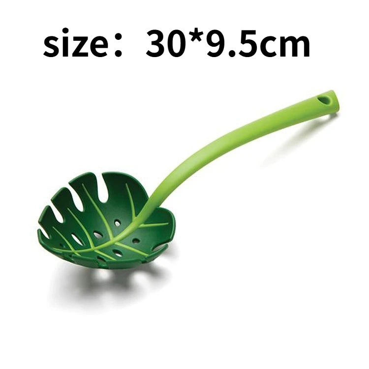 Creative Turtle Back Leaf Strainer Spoon Jungle Green Leaf Noodle Skimmer Spoon Kitchen Filter Scoop