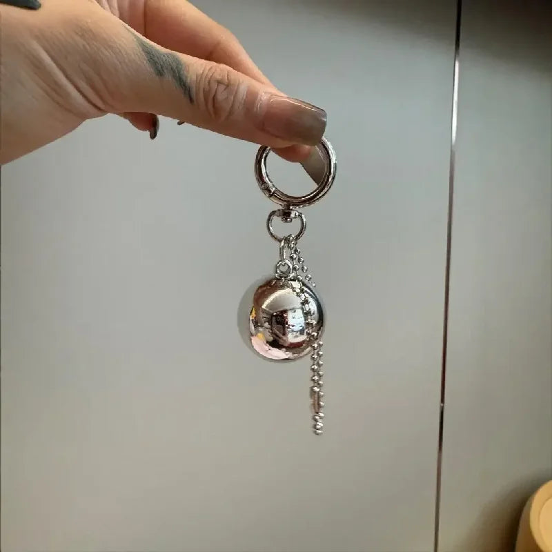 New Korean Metal Big Ball Car Key Pendant Simple Pendant Bag Pendant Earphone Case Accessories