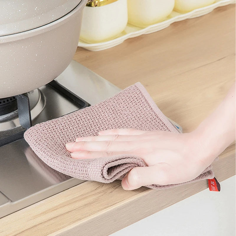 New 100% Cotton Dishcloth Ultra Soft Absorbent Kitchen Towel Household Cleaning Cloth Kitchen Tools Gadgets Wash Cloth Dish Rag