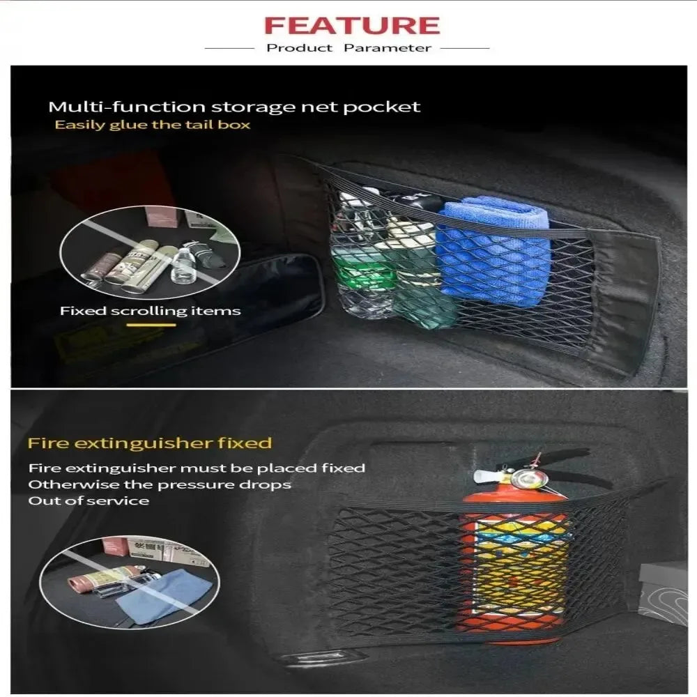 Car Trunk Storage Bag Nylon Mesh Nets Auto Back Rear Trunk Organizer Elastic String Luggage Net Holder Pocket Vehicle supplies