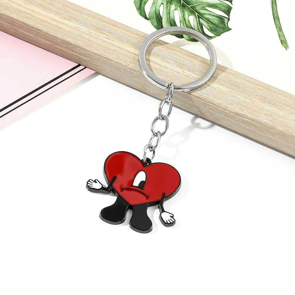Trendy Bad Bunny cosplay heart pendant necklace, cute accessory, fan gift