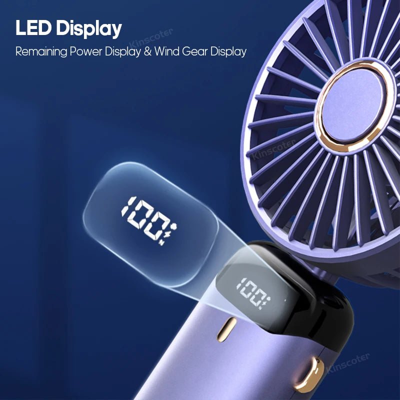 USB Handheld Mini Fan Foldable Portable Neck Hanging Fans 5 Speed USB Rechargeable Fan
