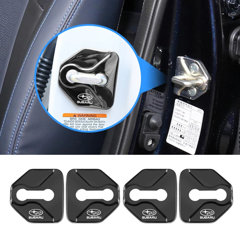 4Pcs Stainless Steel Car Logo Door Lock Protection Cover For Subaru Crosstrek Forester Outback Impreza BRZ WRX Ascent REX Levorg