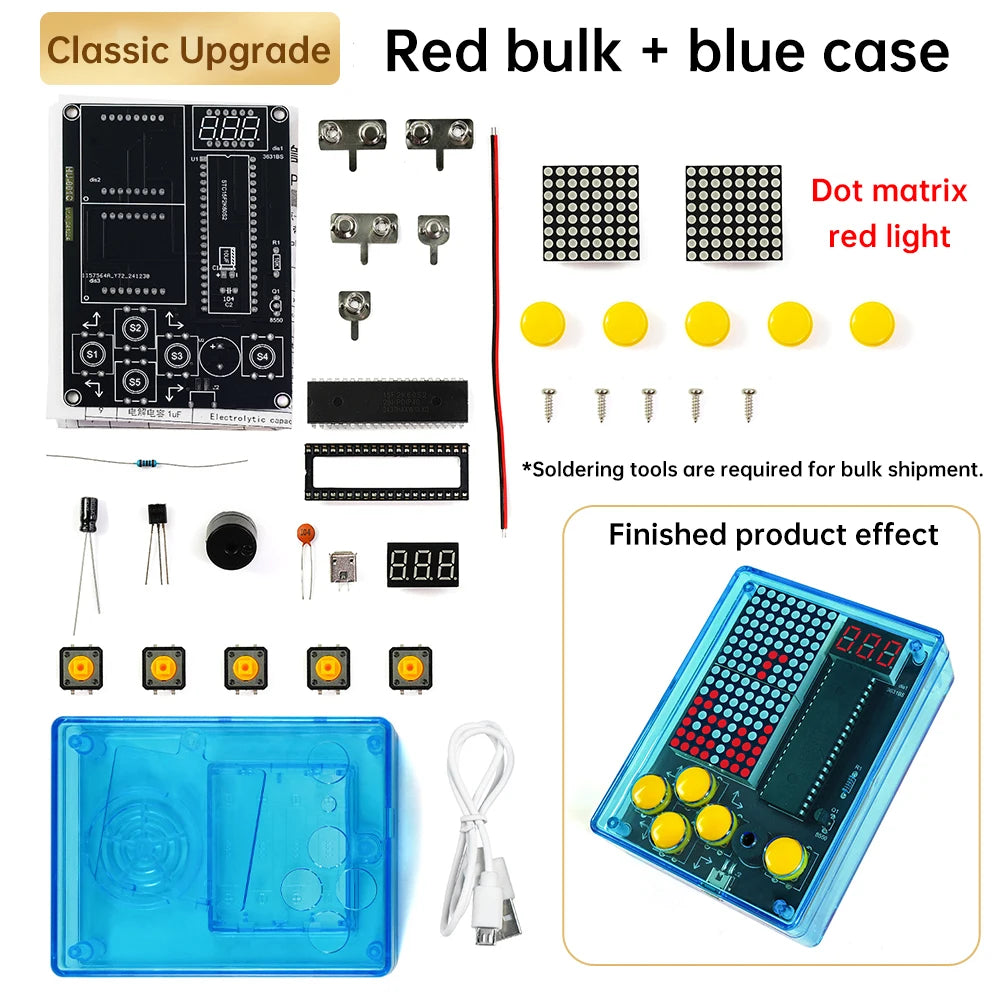7 Pixel Game Console Kits Puzzle Pixel Game Console 51 Single-chip DIY Welding Practice Parts Electronic DIY Kit