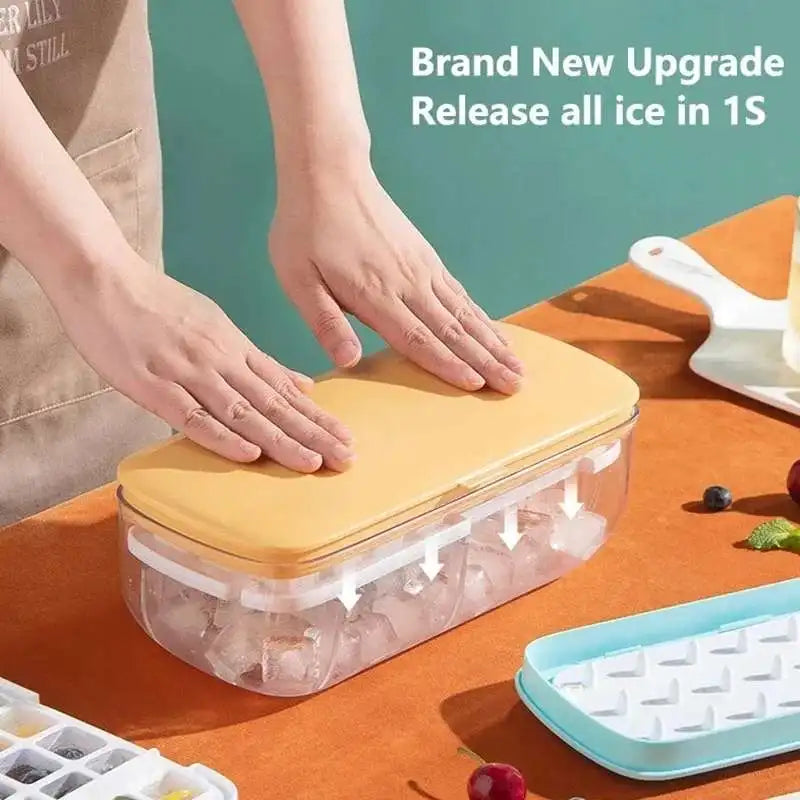 Pressing The Ice Cube Mold Food Grade Ice Making Mold Refrigerator Storage Ice Maker Ice Cube Box Ice Grid