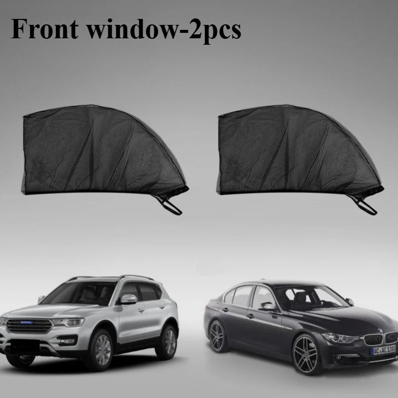 2pcs Car Window Mosquito Net Sunshade UV Protect Shield Mesh Prevent Mosquito Sunshine Privacy Protection Foldable Curtain