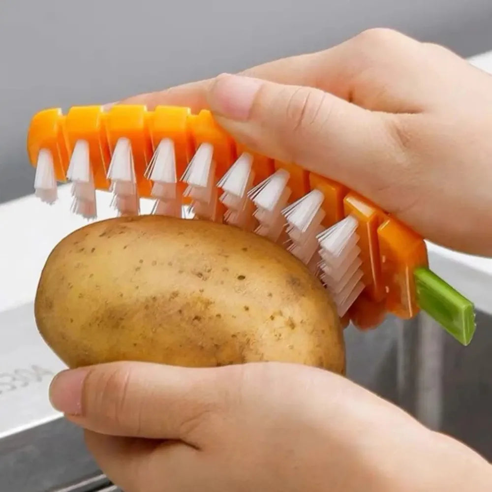 Flexible Vegetable Cleaning Brush, 2-in-1 Scrubber for Potato Carrot Apple, Dishwasher Safe Kitchen Brush for Fruits Vegetables