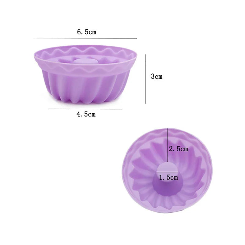 12Pcs Silicone Donut Pan for Baking Nonstick Doughnut Muffin Pumpkin Cup Cupcake Molds Pan Mini Fluted Tube Silicone Baking Mold