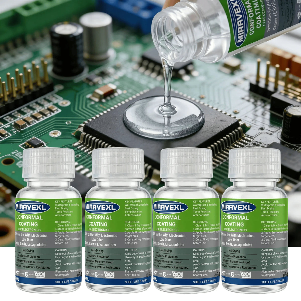 PCB Conformal Coating Clear Waterproof Insulating Varnish Fast Dry Electronic Circuit Board Protection Paint + Brush