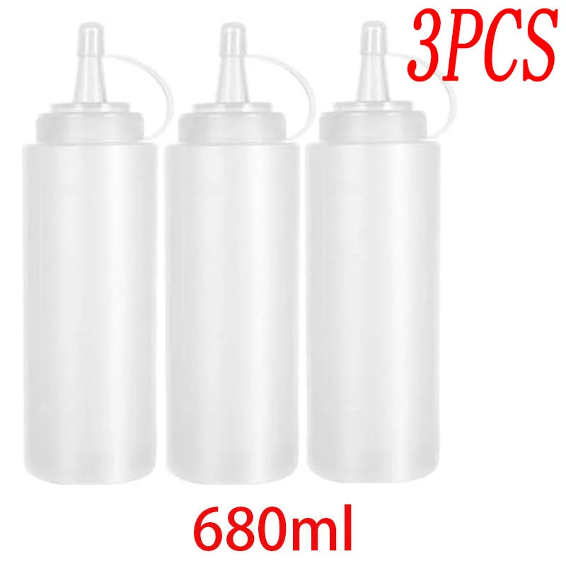 Large Squeeze Condiment Bottles with Nozzles Ketchup BBQ Sauces Olive Oil Bottle Dispenser Squeeze Sauce Bottle Kitchen Gadget