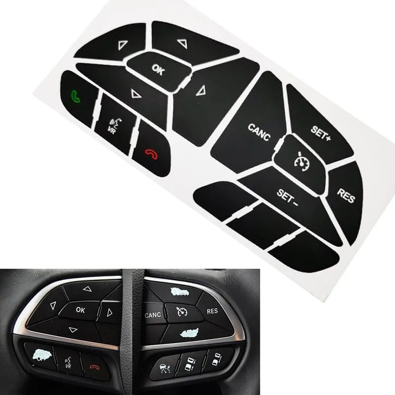 Steering Wheel Button Repair Sticker,Control Switch Decoration Decal,Interior Accessories Suitable For Dodge Charger 2016-2022.