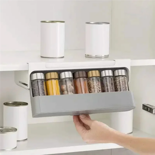 AAAN-Wall Mounted Adjustable Spice Rack Non Perforated Seasoning Boxes For Barbecue Materials Combination Set Storage Case