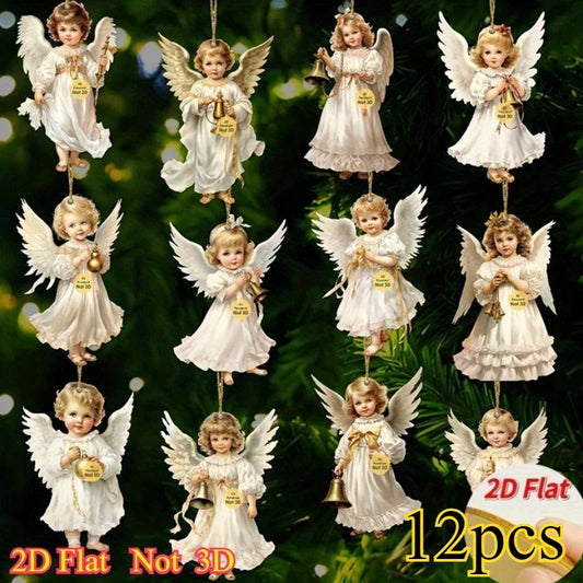 Vintage Wooden Christmas Angel Ornaments