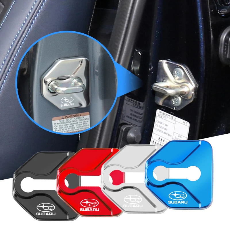 4Pcs Stainless Steel Car Logo Door Lock Protection Cover For Subaru Crosstrek Forester Outback Impreza BRZ WRX Ascent REX Levorg