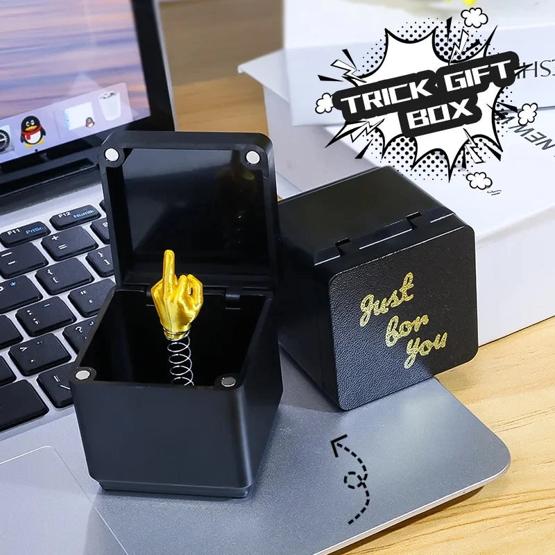 Funny Christmas Office Desk Decoration - Creative Prank Gift 'Middle Finger in Box' Home Decor Item for Holiday Gifting