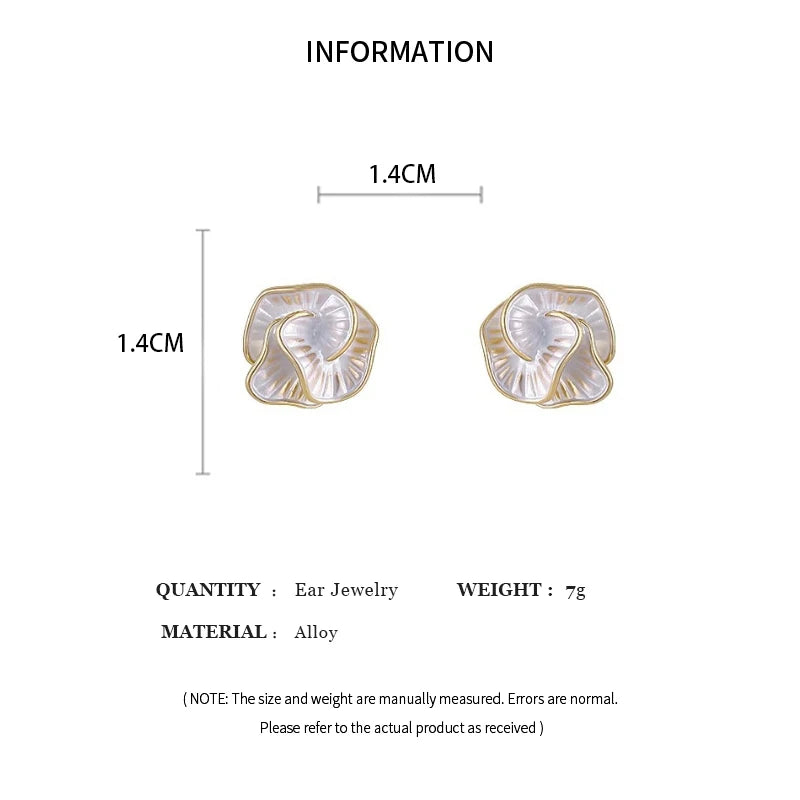 Delicate Camellia Stud Earring For Women Unique Flower Design Ear Stud Temperament White Earrings Daily Jewelry Gift D
