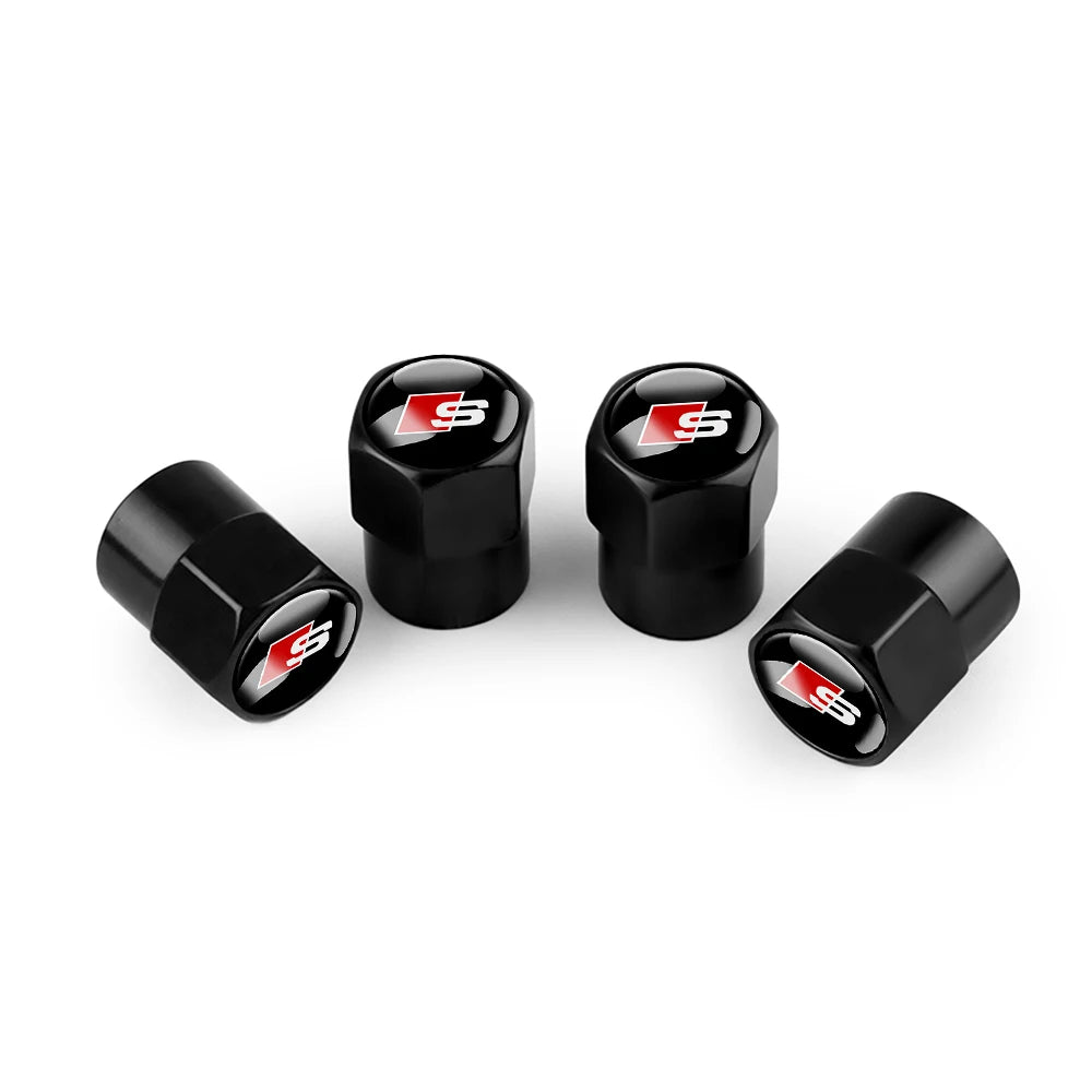 4pcs 3D Metal Car Wheel Tire Valve Air Stem Cap Covers for Audi A3 B5 B6 B7 B8 B9 8P 8V 8L A5 A4 C6 A6 RS Sline Q5 Q3 Q7 Quattro