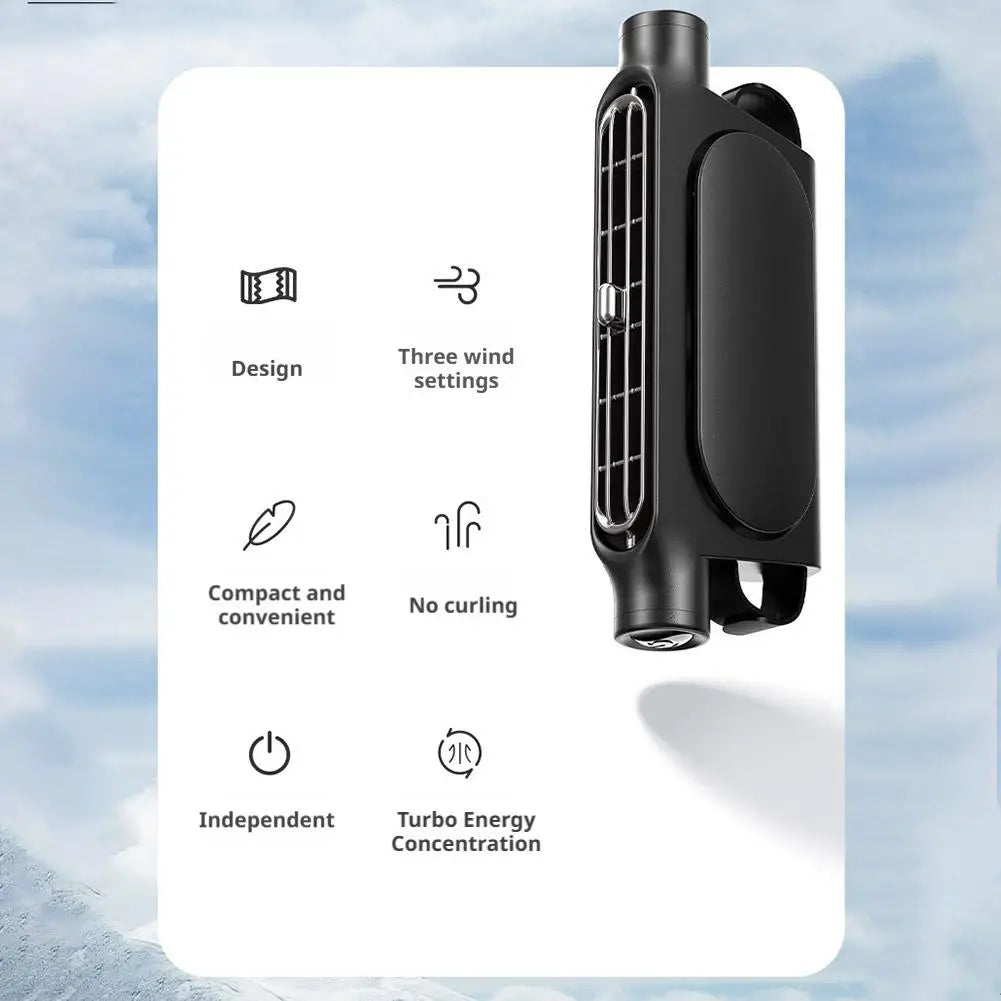 Car Fans for Backseat, Portable Car Seat Fan Rechargeable USB-C Powered Headrest Fan, Dual-Turbo 3-Speed Cooling for SUVs & RVs