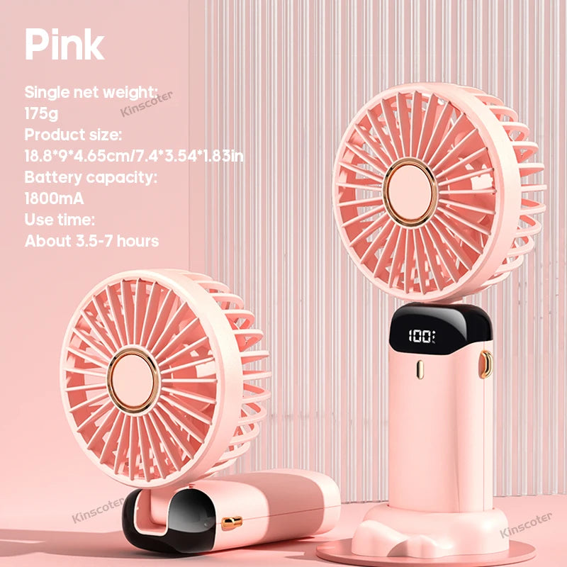 USB Handheld Mini Fan Foldable Portable Neck Hanging Fans 5 Speed USB Rechargeable Fan