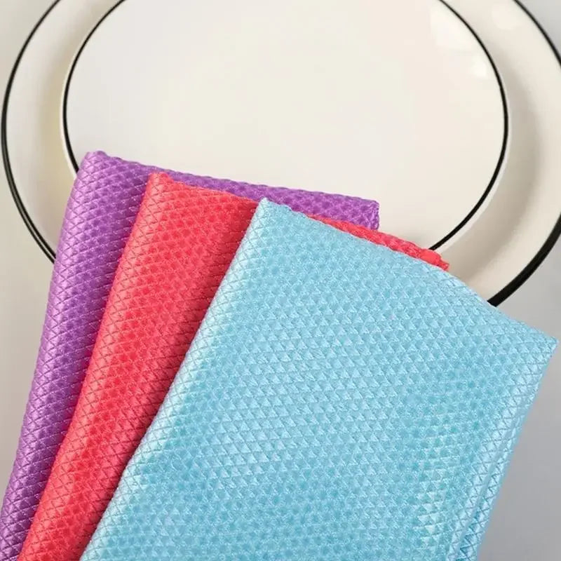 Multipurpose Wire Cloth Microfiber Fish Scales Cleaning Cloth 10Pcs for Shines On Glassware and Steel B95B