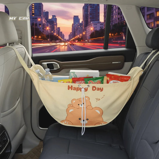 Multifunctional Car Storage Net Mesh Bag Portable Hanging Bag Large Capacity Cute Design Auto Trunk Organizer Car Storage