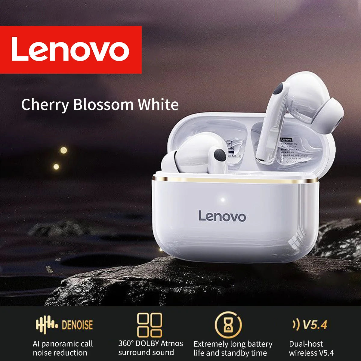 Lenovo EA230 Bluetooth 5.4 Wireless Headphones Built In Microphone USB Type C Charging Port Noise Isolating Comfortable Over New