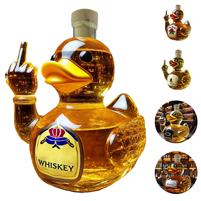 1Pieces Middle Finger Duck Bottle,Funny Middle Finger Whiskey Duck Bottle