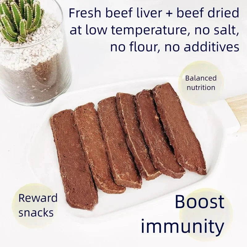 Pet snacks air-dried beef liver slices dog snacks training rewards snacks pet jerky