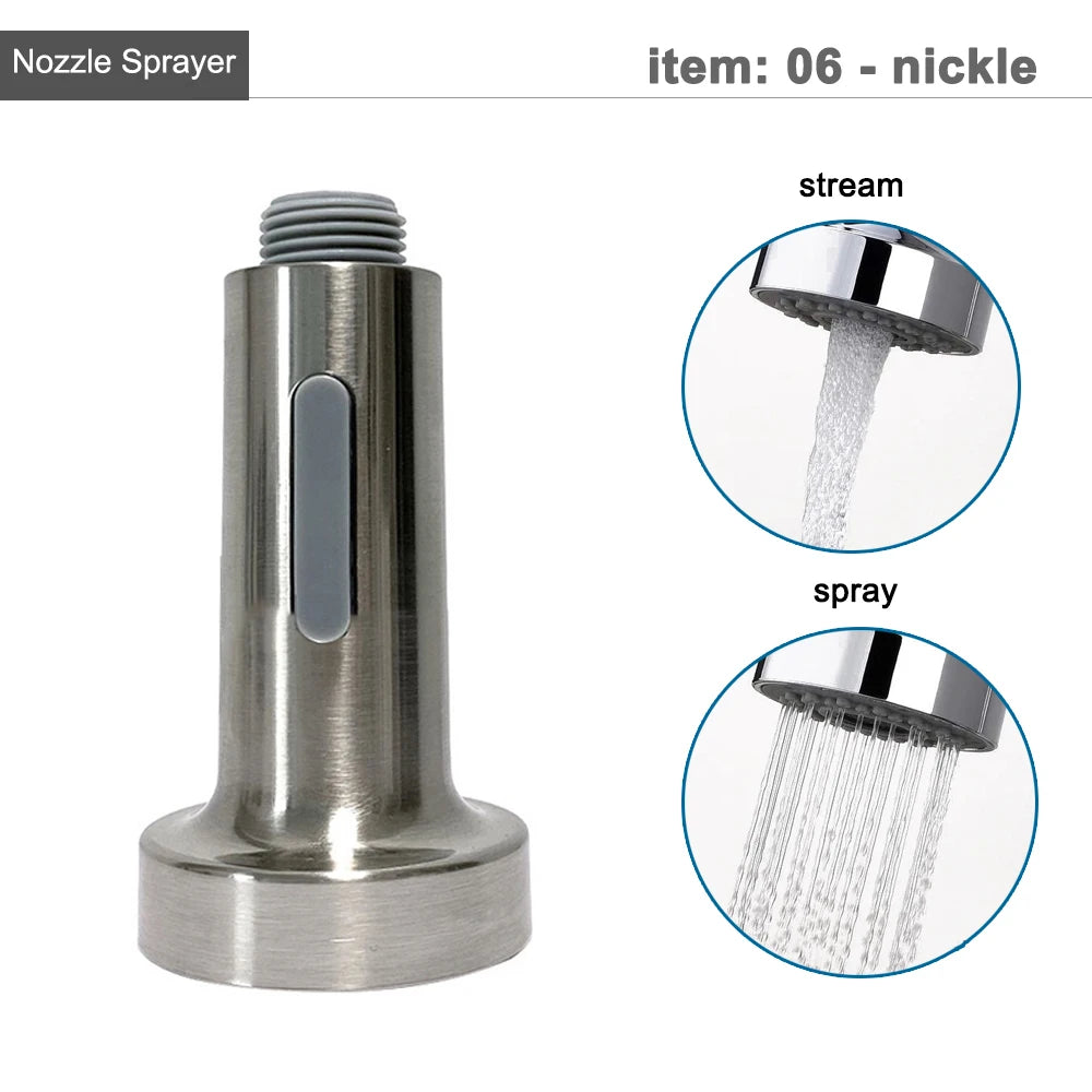 Kitchen Faucet Head Replacement Parts ABS Gold Black Nickle Chrome Tap Pull-out Shower Sprayer Nozzle Faucet Spouts Accessory