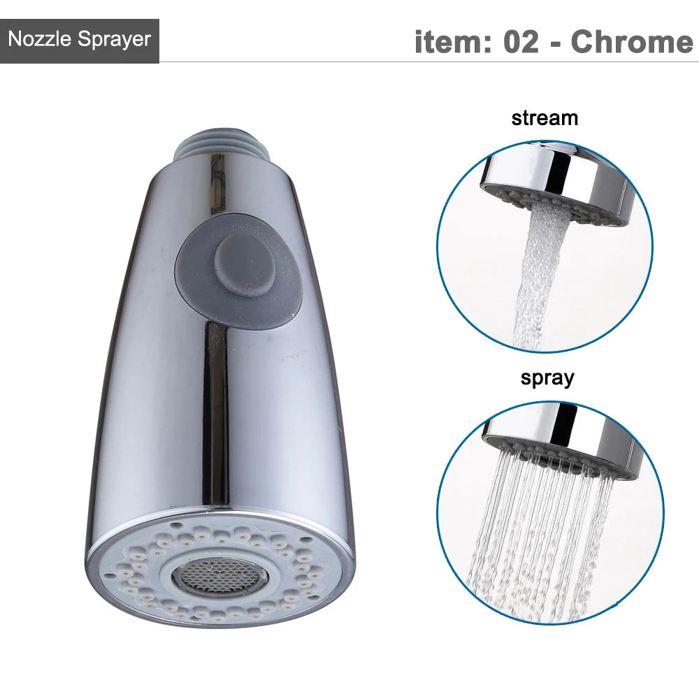 Kitchen Faucet Head Replacement Parts ABS Gold Black Nickle Chrome Tap Pull-out Shower Sprayer Nozzle Faucet Spouts Accessory