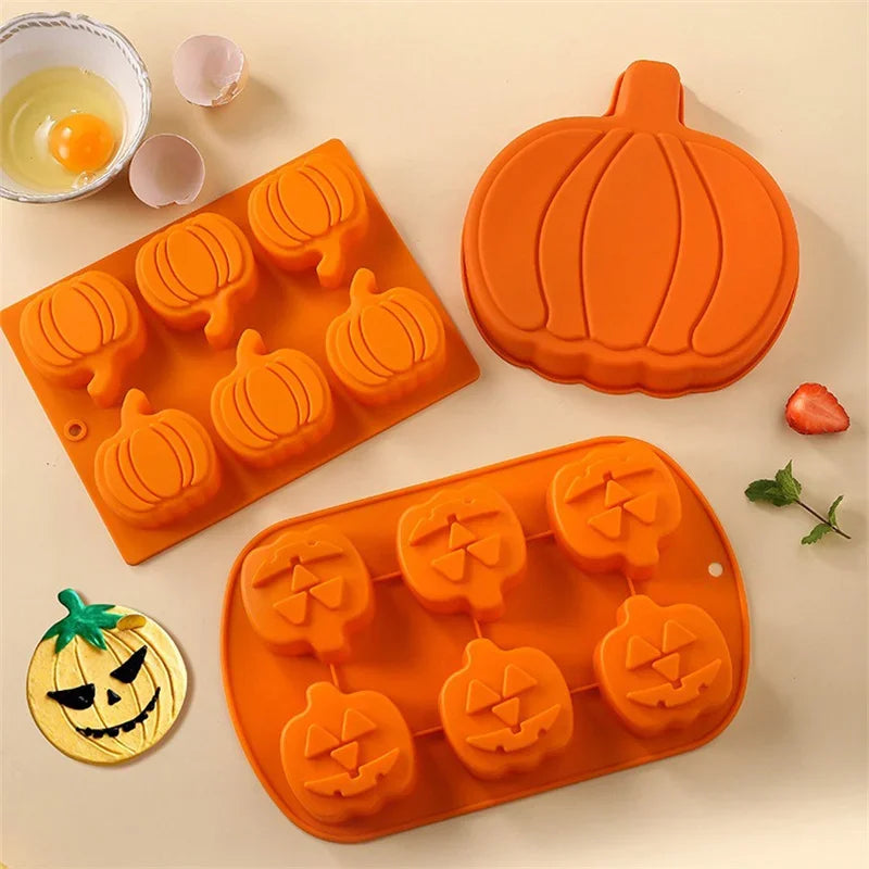 Halloween Moulds Silicone Pumpkin Shape Cake Mold Non-stick Dessert Chocolate Mold DIY Handmade Baking Pudding Fondant Tools