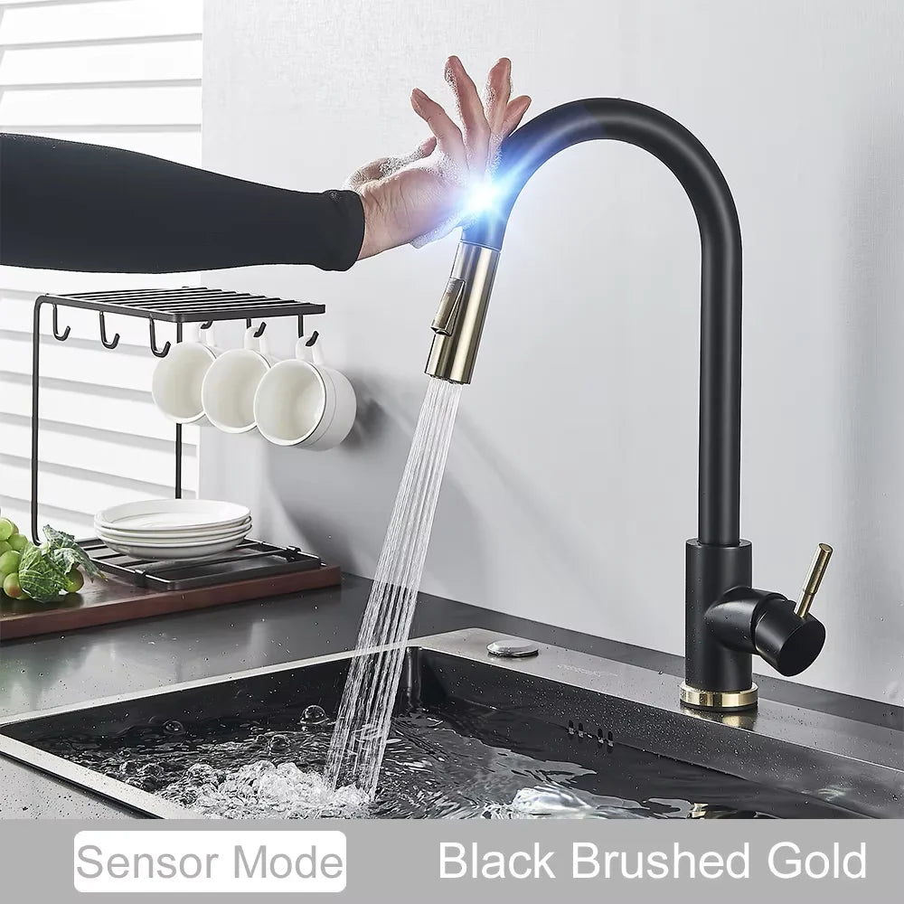 Pull Out Intelligent Touch Kitchen Sink Faucet With Hot And Cold Mixing Sink Faucet That Can Rotate 360 Degrees